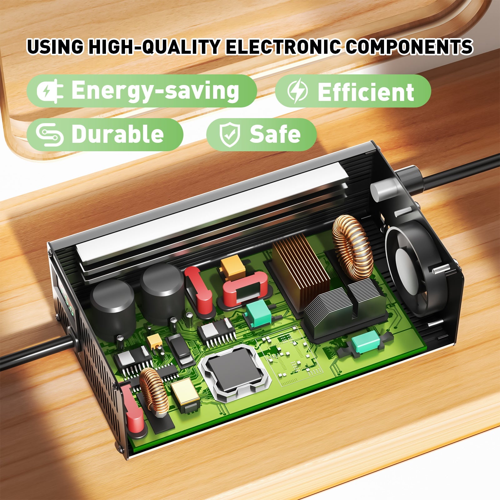 NOEIFEVO 87,6V 1A-15A Strøm Justerbar Lithium LiFePO4 batterilader for 76,8V batteri, automatisk avskjæring